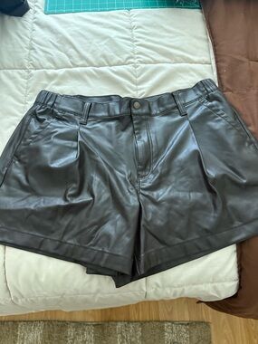 American Eagle Outfitters Black Faux Leather High-Waist Shorts
